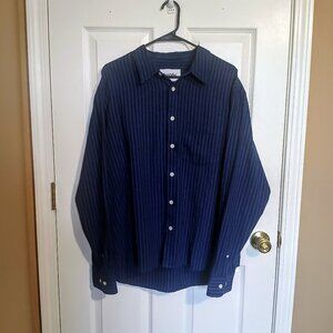 Corridor New York City Lake House Men Indigo Striped Long Sleeve Shirt Size L